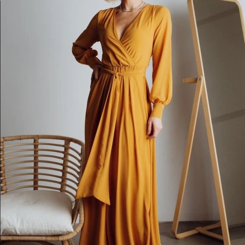 NWT Baltic Born Lydia Maxi Dress in Mustard with tie waist Size Medium
